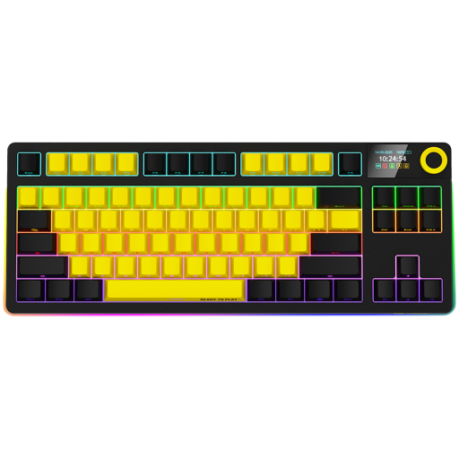 LORGAR KBP70TKLW, Wireless TKL Mechanical Gaming Keyboard Pro, Black/yellow, EN layout